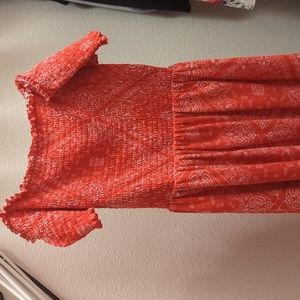 red off the shoulder dress